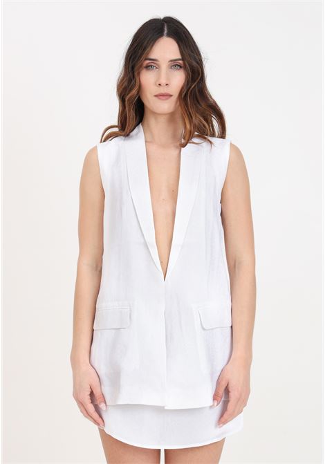 White single-breasted women's waistcoat in satin jacquard fabric ARMANI EXCHANGE | 3DYQ39YN9RZ1000